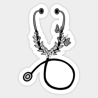 Floral stethoscope Sticker